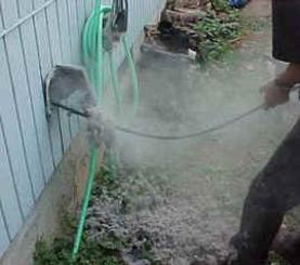 Power cleaning a dryer vent that had never been cleaned properly.