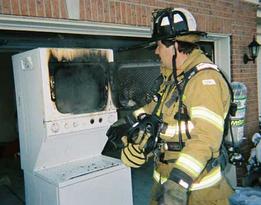 Stackable clothes dryer fire.