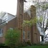 Installing two new concrete crowns 45 feet up in Jasper, Indiana. Chimney had been hit by lightning. 