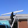 Taking new lining system to chimney.Jasper, Indiana.