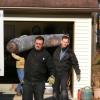 Walking the new liner to the chimney. Dubois, Indiana. 