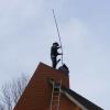 Chimney sweeping diamond shape house Mitchell, Indiana.